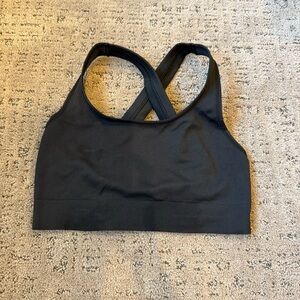 Athleta Black Ribbed Racerback Sports Bra